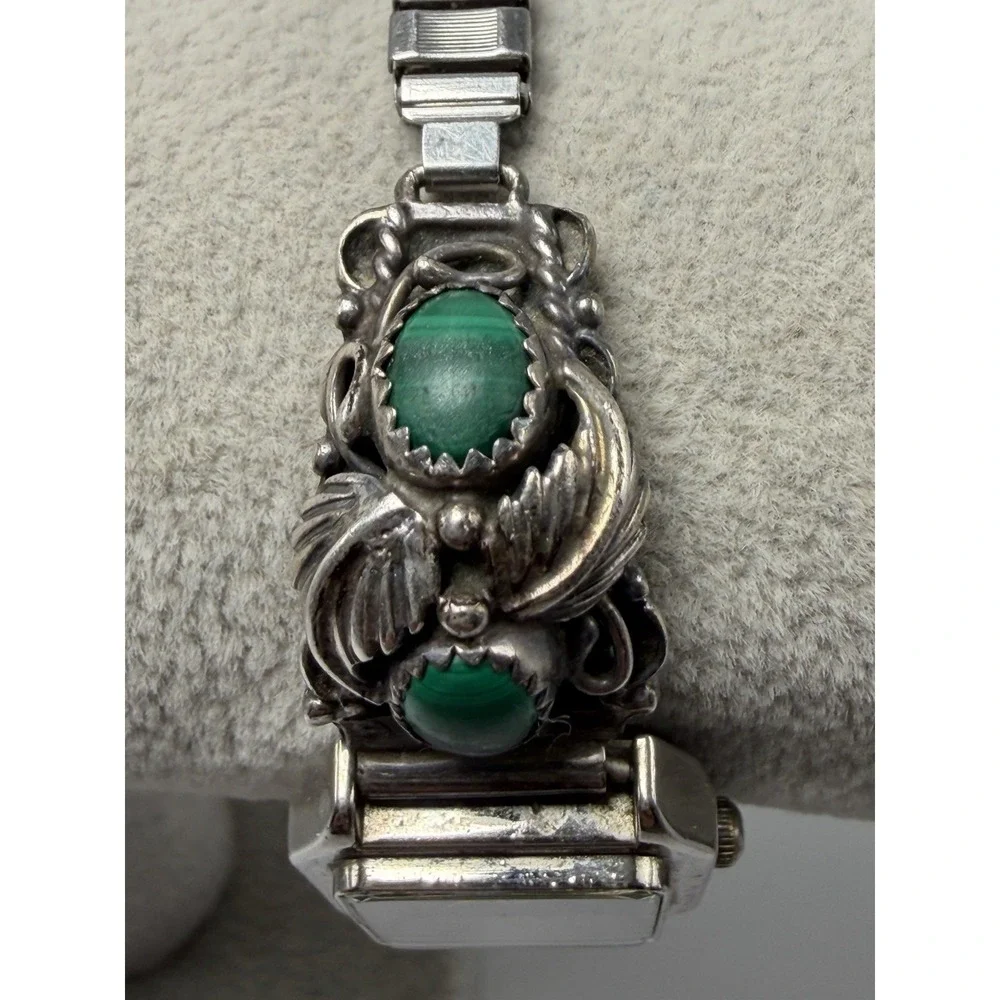 Navajo Malachite New Battery Sterling Silver 925 Watch Tips‎ 20MM 6